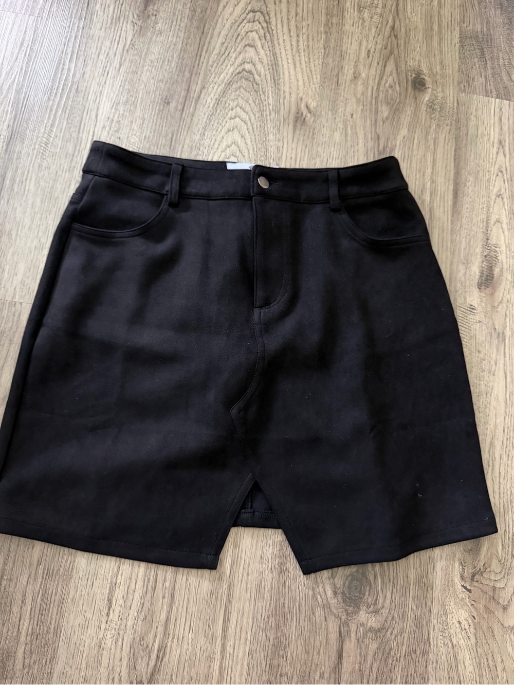 Black Mini Skirt with Front Slit
